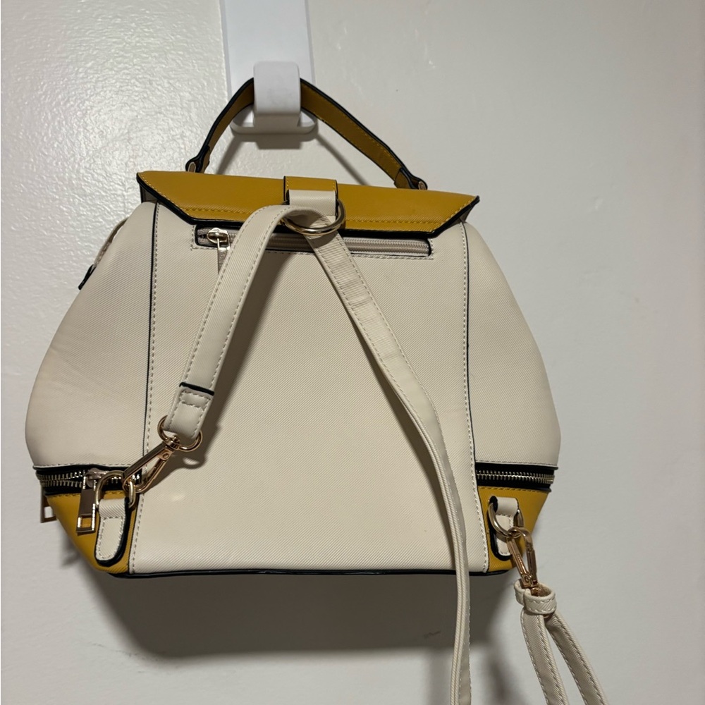Yellow & Cream Top-Handle Backpack Purse - Picture 5 of 5